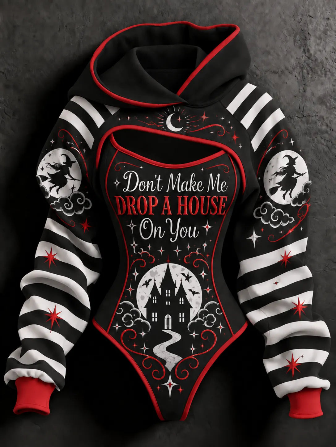 Women's Halloween Don't Make Me Drop A House On You Print Art Hoodie Two-piece Set