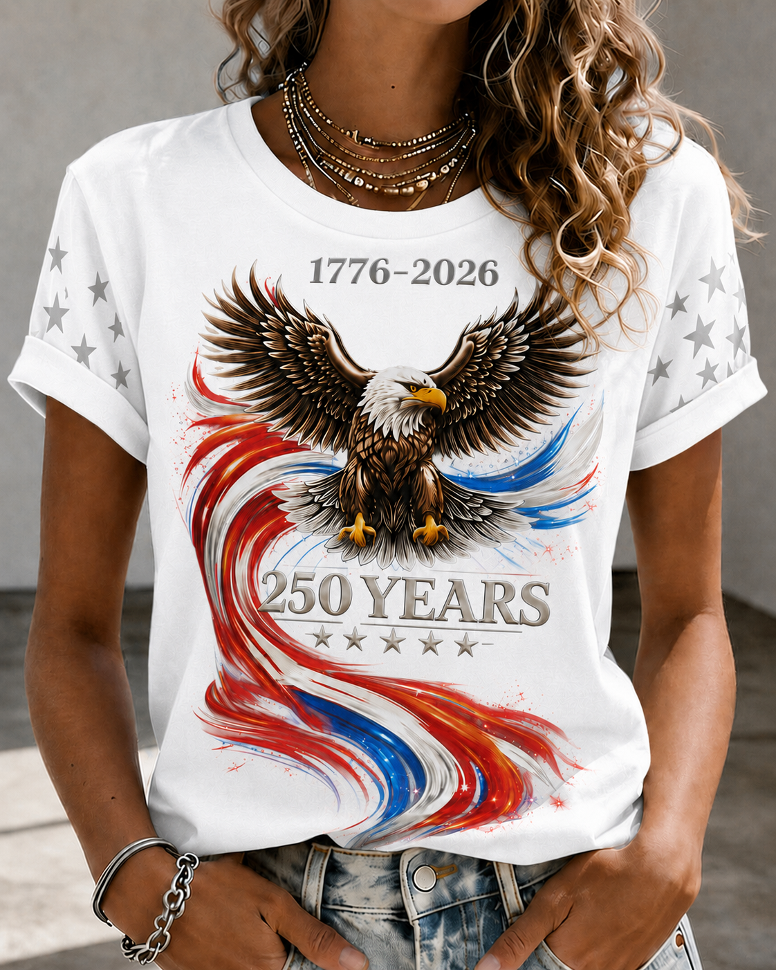 Women'S 250Th Anniversary Printed Round Neck T-Shirt From The United States