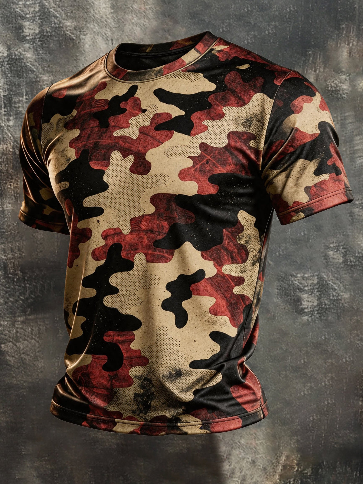 Men's Retro Color-Block Crew-Neck Short-Sleeve T-Shirt