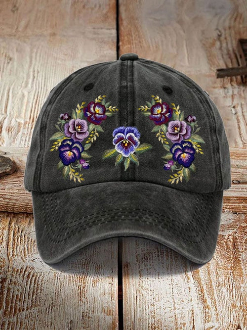 Alzheimer's Purple Floral Retro Hat