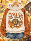 Women's "fall Ber Months" Sun And Moon Graphic Colorblock Hoodie