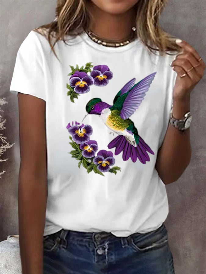 Women's Alzheimer'S Awareness Print Round Neck T-Shirt