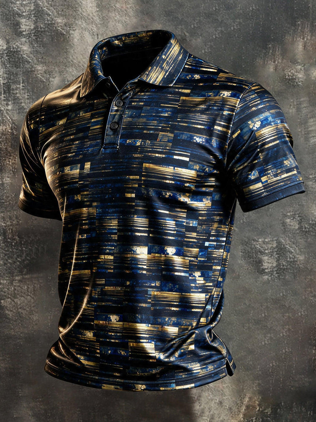 Men's Retro Color-Block Short-Sleeve Polo Shirt