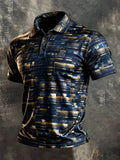 Men's Retro Color-Block Short-Sleeve Polo Shirt