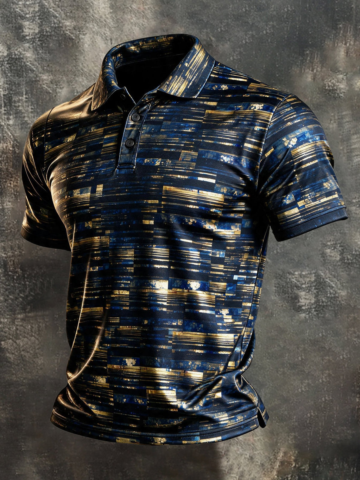Men's Retro Color-Block Short-Sleeve Polo Shirt