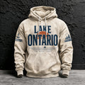 Men's Retro Lake Ontario Print Long Sleeve Hoodie