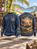 Men’s Retired Pirate Hammock Vacation Long Sleeve Crewneck T-Shirt