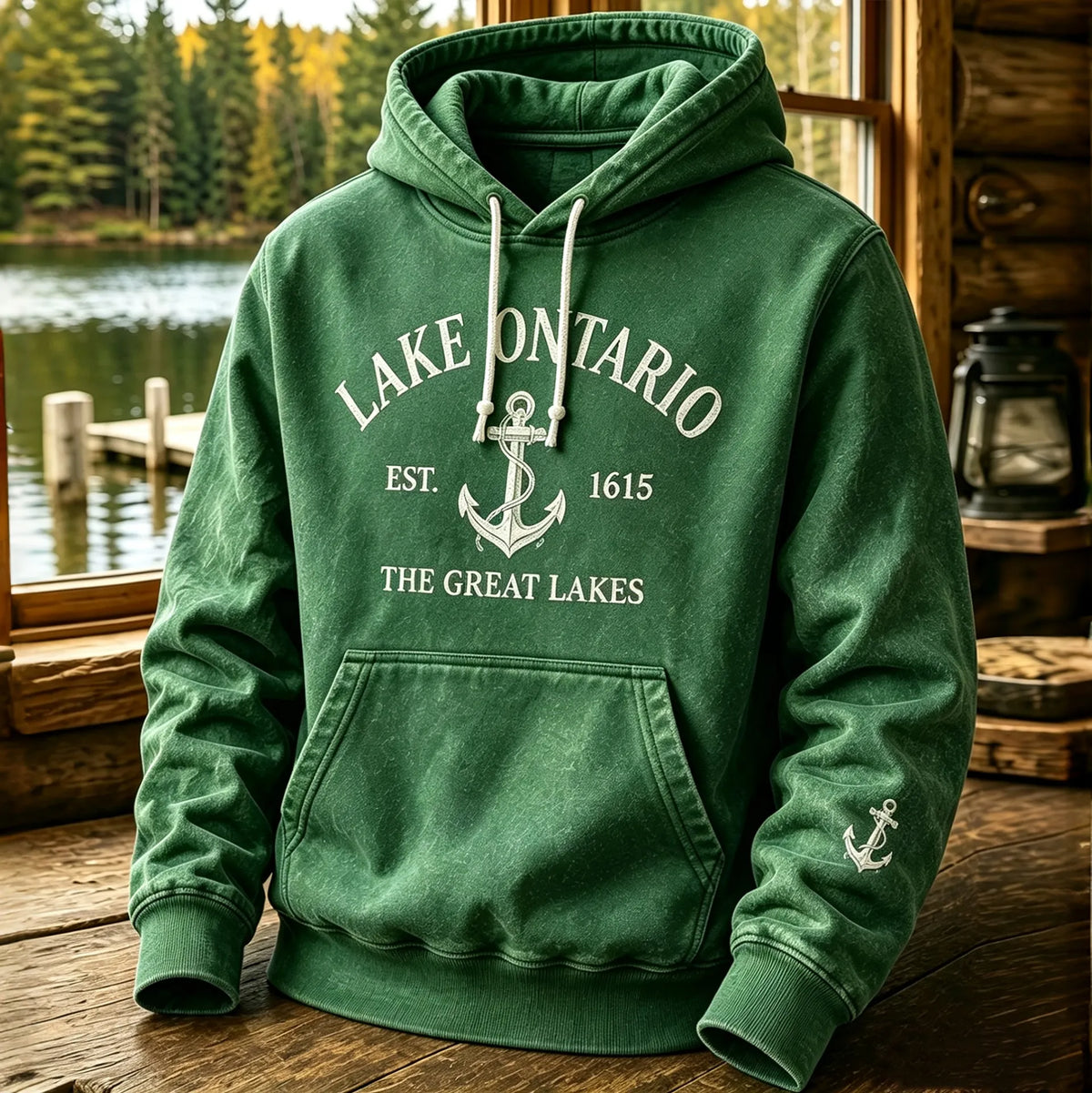 Men's 1615 Lake Ontario Printed Casual Warm Hoodie