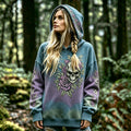 Women's Retro Viking Skull And Rose Pattern Casual Warm Hooded Sweater