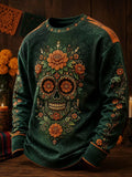 Men's Day Of The Dead Print Crew Neck Sweatshirt