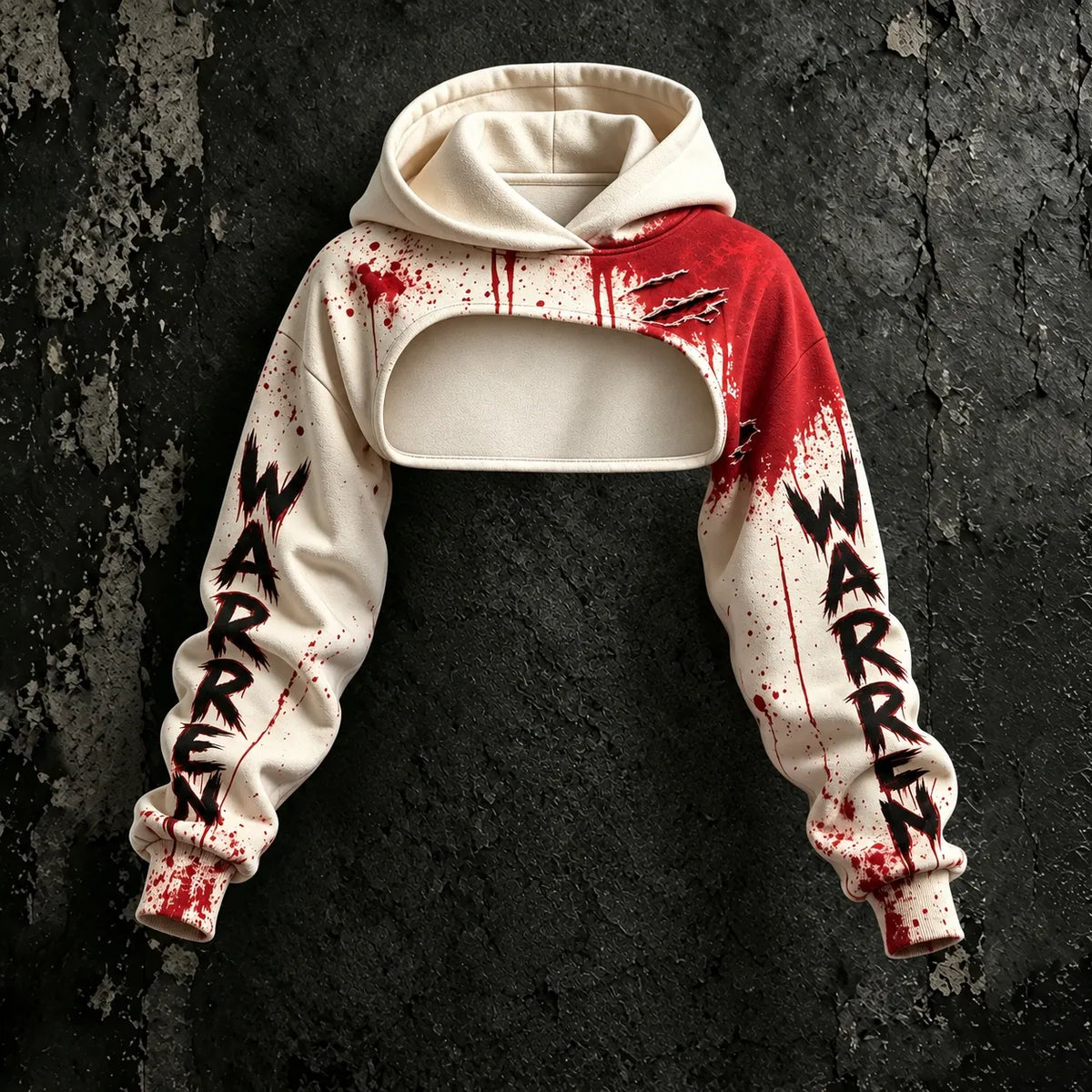 Women's Retro Halloween Vacation Bloodstain Problem Solved Printed Hoodie Dress Two-piece Set