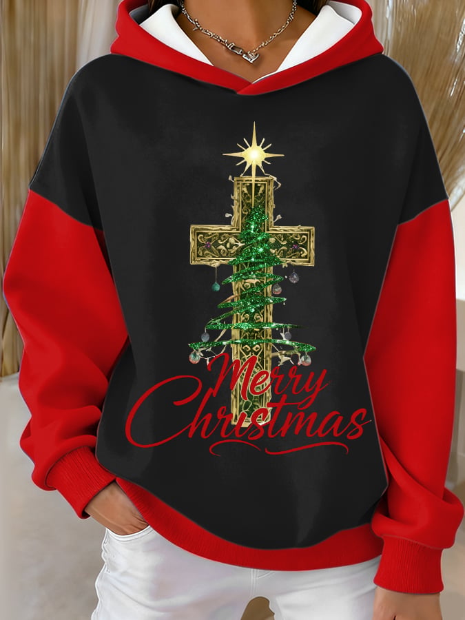 Women's Christmas Print Thick Lined Hoodie