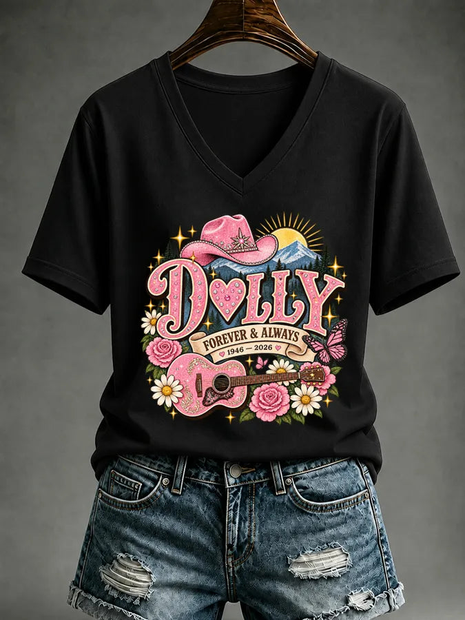 Women'S Country Music Printed V-Neck Casual T-Shirt