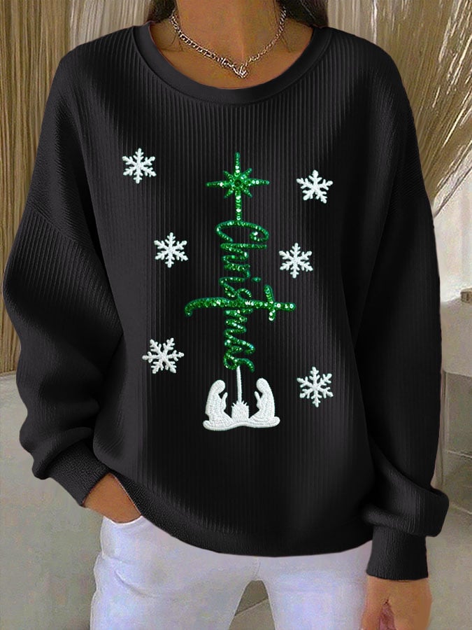 Women's Casual Print Long Sleeve Knit Top