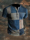 Men's Henry T-shirt in washed cotton with a used look, short sleeves
