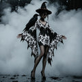 Women's Gothic Skeleton Print Batwing Flare Sleeve V Neck Bodycon Dress – Halloween Costume