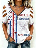 Women's America Flag Print Casual Top