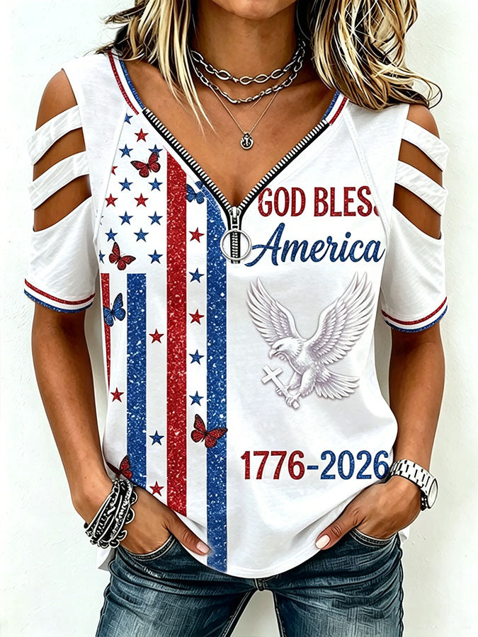 Women's America Flag Print Casual Top