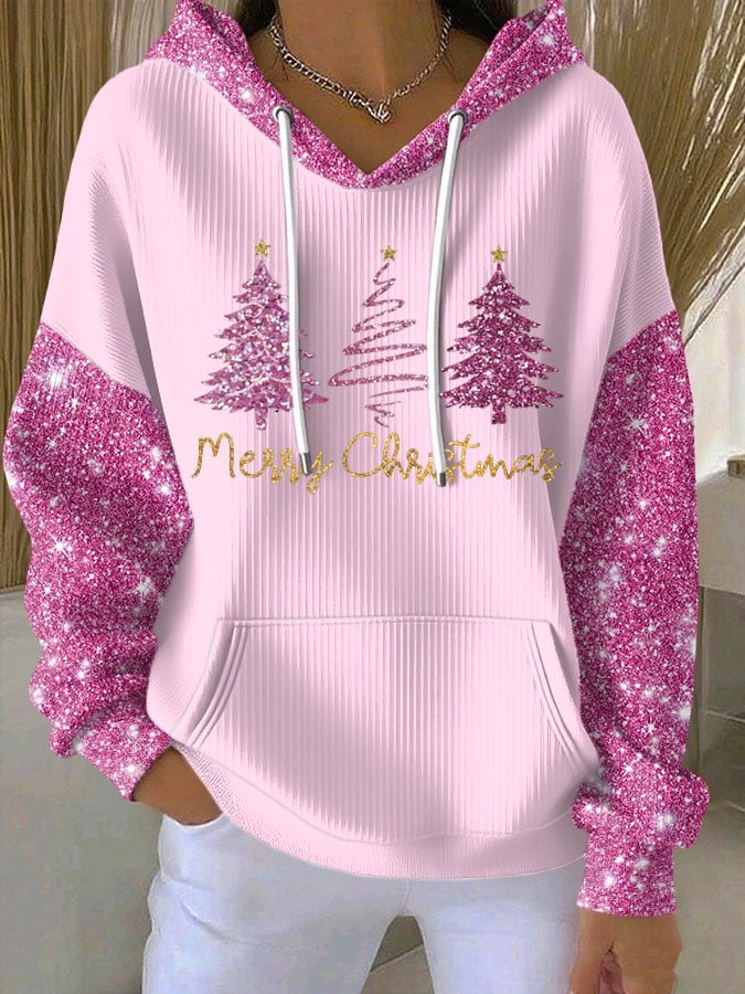 Women's Christmas Merry Christmas Print Casual Hooded Sweatshirt