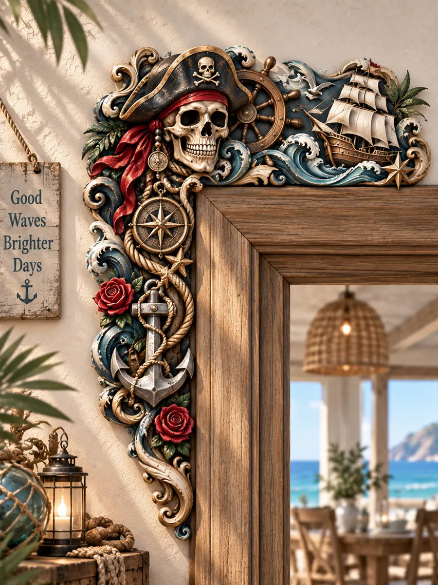 Pirate Nautical Wooden Door Corner Decor