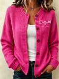Women'S Commemorative Printed Knitted Cardigan