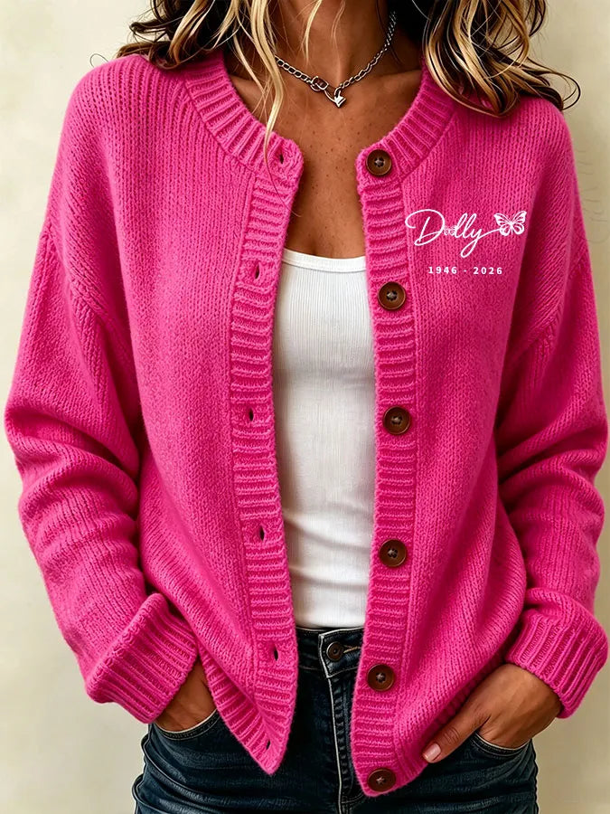 Women'S Commemorative Printed Knitted Cardigan