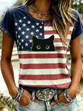 Women's USA Printed Casual T-shirt