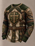 Men's Vintage "Faith Knight" Armor Graphic Casual Sweatshirt