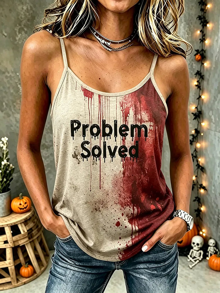 Women's Vintage Gothic Problem Solved Print Comfy Print Sleeveless Camisole Top