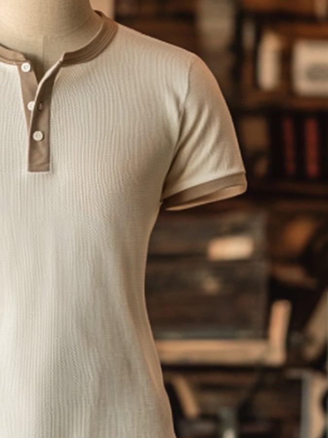 Men's waffle henley short sleeve t-shirt