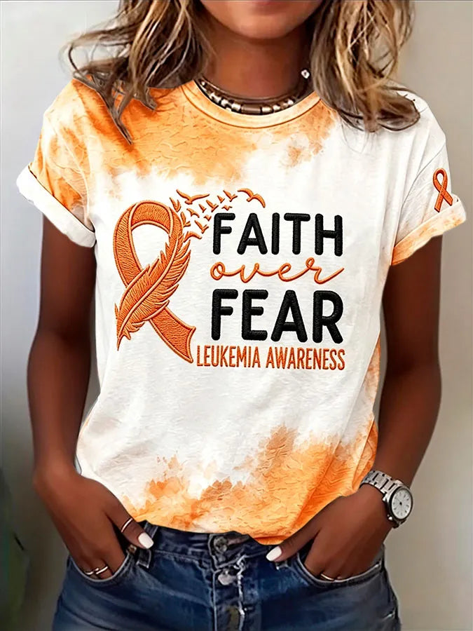 Women's Leukemia Awareness Print Casual T-Shirt