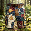 Men's Rural Forest Sun Moon Print Cargo Shorts