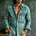 Men's Country Peace Love No War Pattern Print Shirt