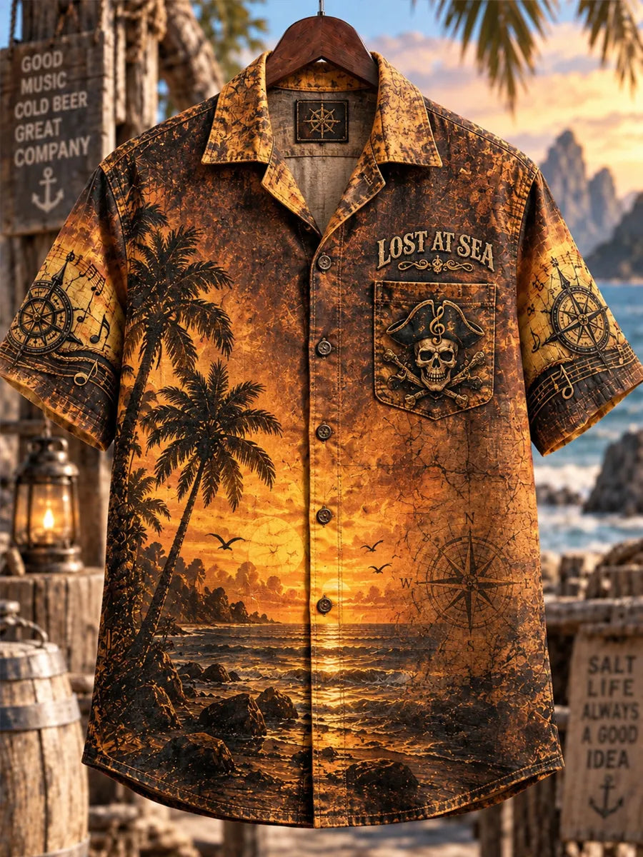 Men's "LOST AT SEA FOUND AT THE BAR STILL CHASING SUNSETS" Print Shirt