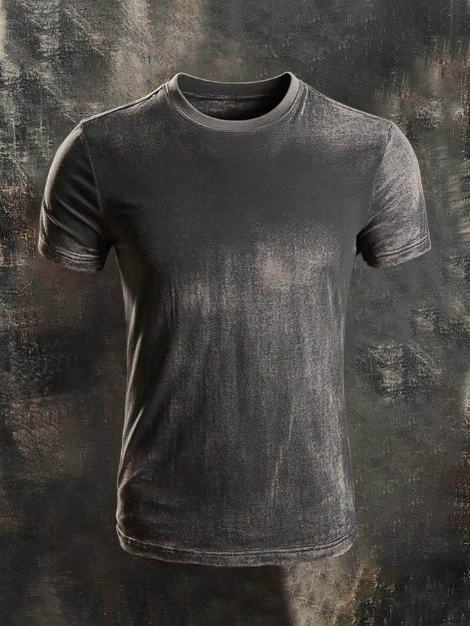 Casual men's round neck t-shirt with retro print