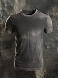 Casual men's round neck t-shirt with retro print