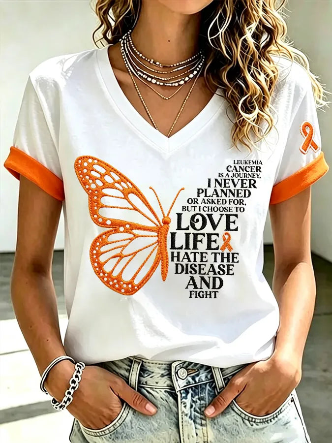 Women's Leukemia Awareness Graphic Casual T-Shirt