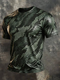 Men's Retro Color-Block Crew-Neck Short-Sleeve T-Shirt
