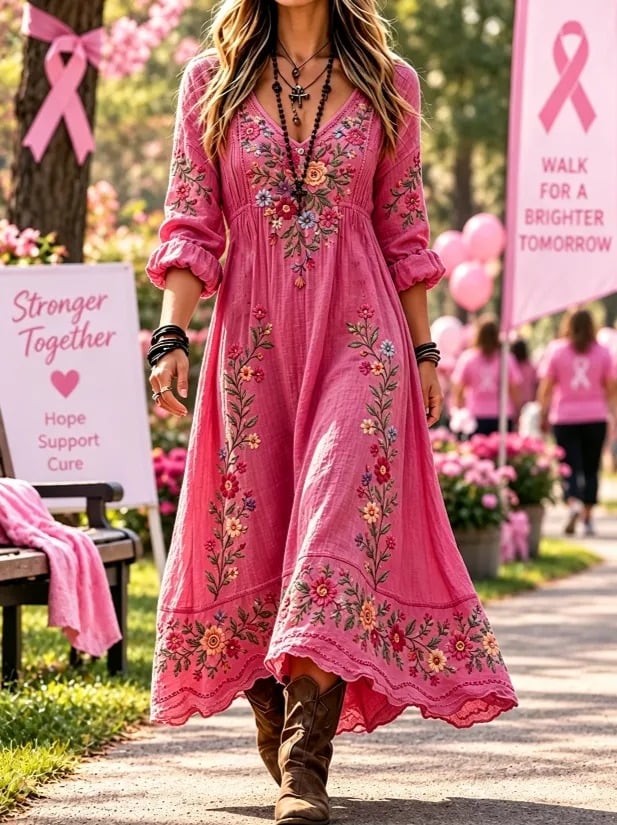 Women's Breast Cancer Witch Print Dresses