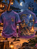 Moonlit Campfire Skeleton Pirate Guitarist Men’s Pocket T-Shirt