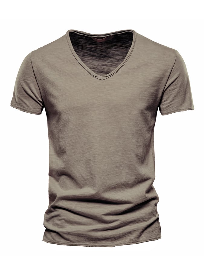 Men's Basic Casual Cotton V-Neck Short Sleeve T-Shirt