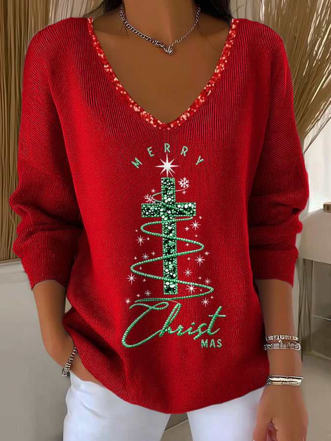 Women's Christmas Cross Print Casual Shirt