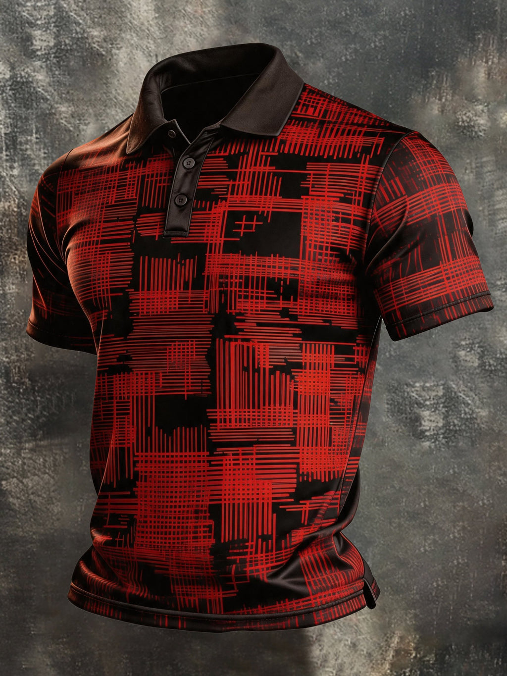 Men's Retro Color-Block Short-Sleeve Polo Shirt