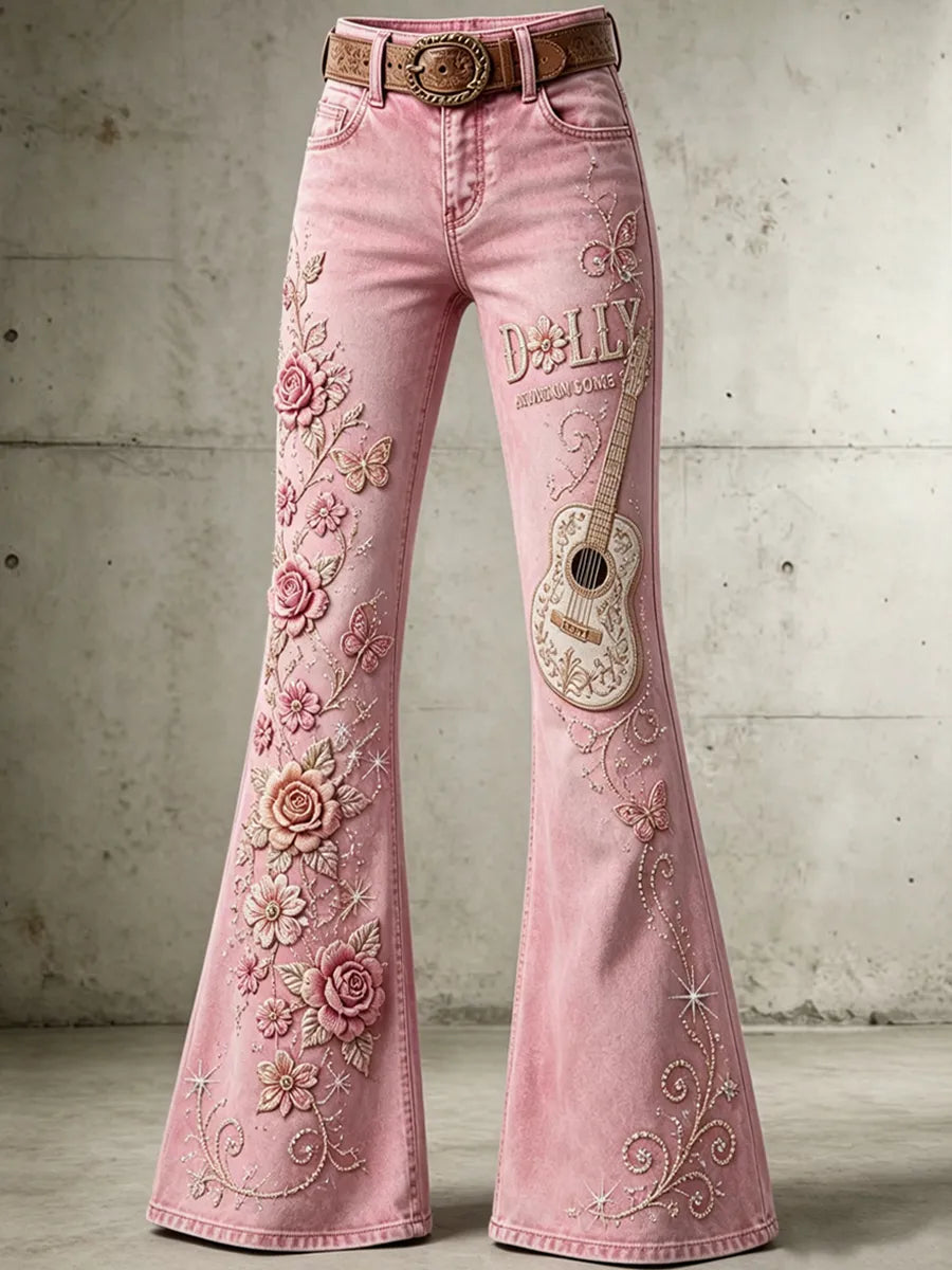 Women'S Commemorative Pattern Waffle Casual Jeans