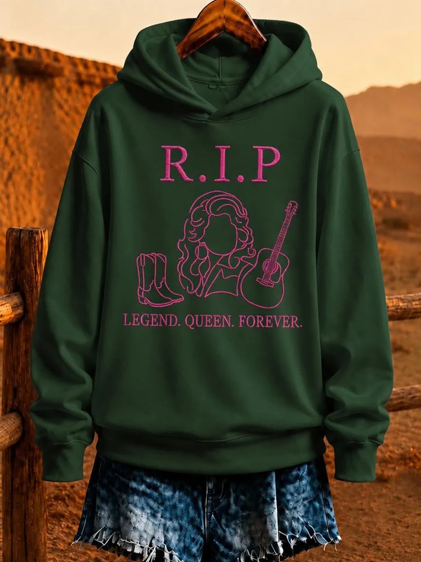 Women'S Rural Queen Commemorative Printed Long Sleeve Hoodie