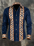 Men's Vintage-Style Faux Suede Aztec Western Shirt