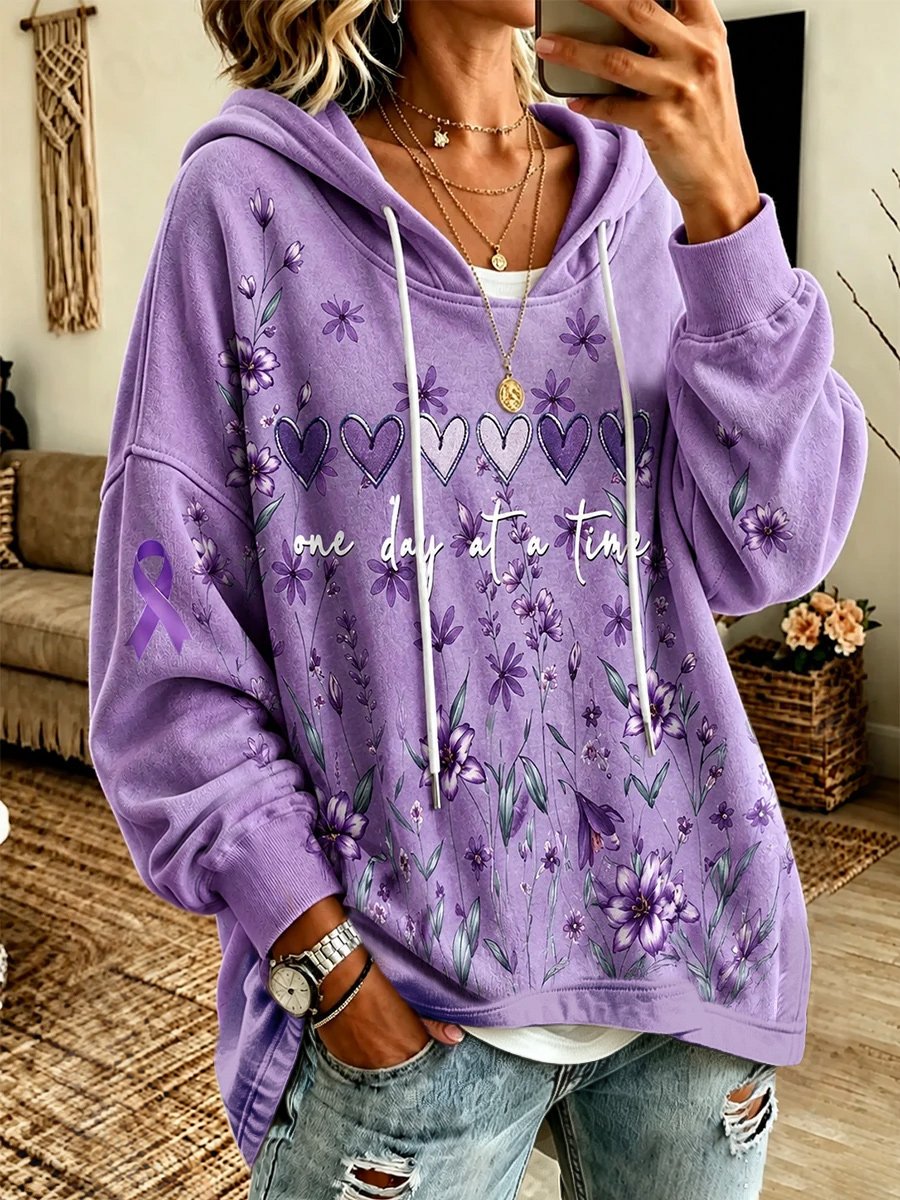 Women's Alzheimer's Awareness Print Casual Hoodie