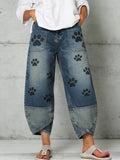 Women's Art Dog Paw Print  Trousers