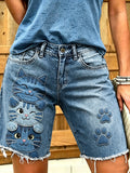 Women's Animal Art Printed Short Jeans