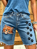 Women's Animal Art Printed Short Jeans
